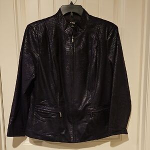 Elementz Shiny Black Croc-Patterned Jacket